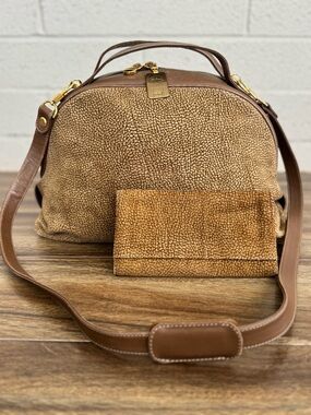 Borbonese Bowler Bag Medium & Wallet Bundle in Occhio di Pernice Suede